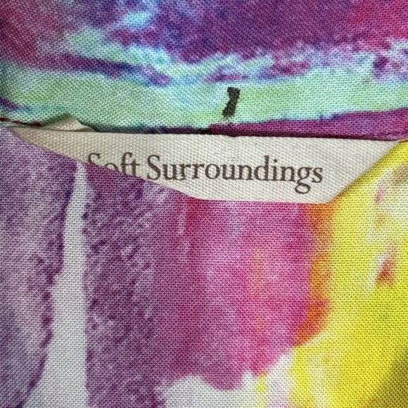 Soft Surroundings Multi Color Full Button Top Shirt Med Festival Boho Rainbow - Picture 9 of 14